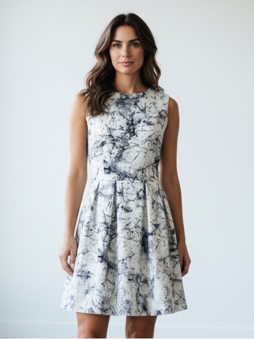 Summer FRNCH DRESS Marble Blue Texture